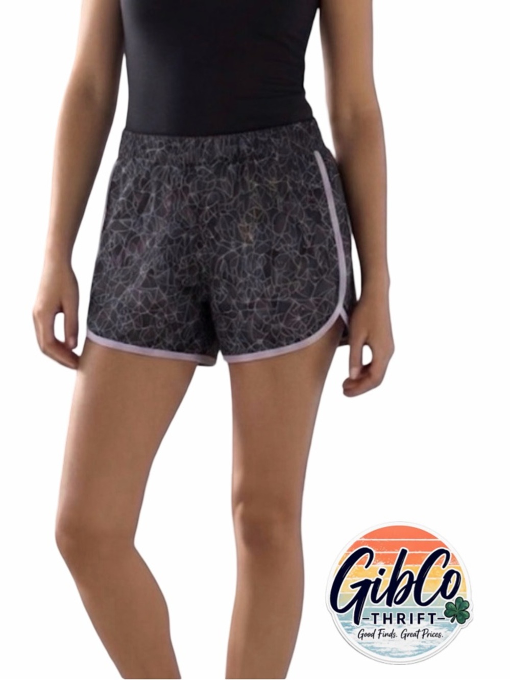 Women’s Size XL | Lightweight Unlined Athletic Shorts | Black Geometric